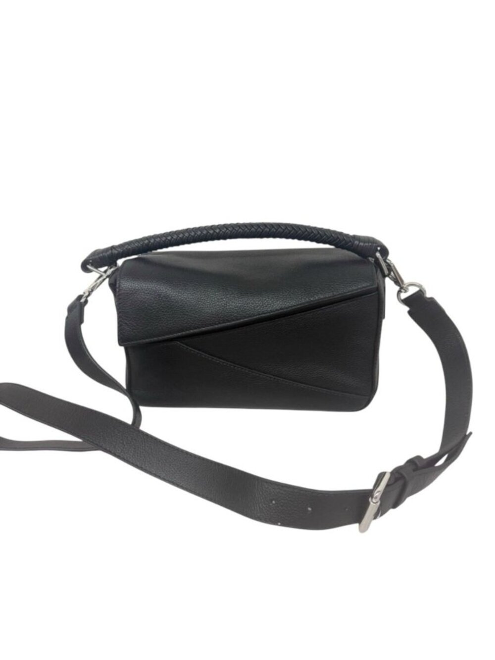 Walter Baker Jagger Leather Crossbody Bag Black Woven Handle Designer NEW - Picture 4 of 11